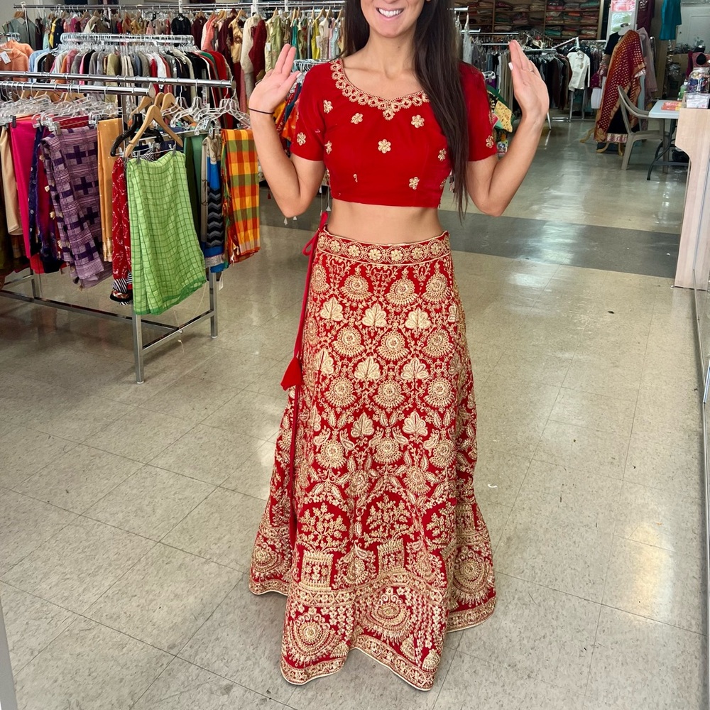 Red Gold bridal lehenga